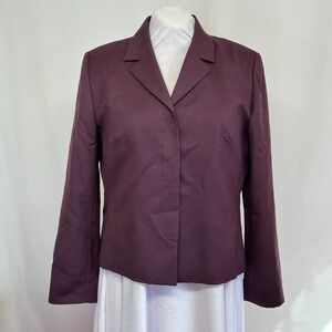 Pendleton Wool Blazer Jacket Women's 14 Plum Burgundy Made USA Vintage Classic